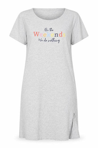 Evans Womens Grey Solid Cotton Top Nightshirt Size 14 - Slogan
