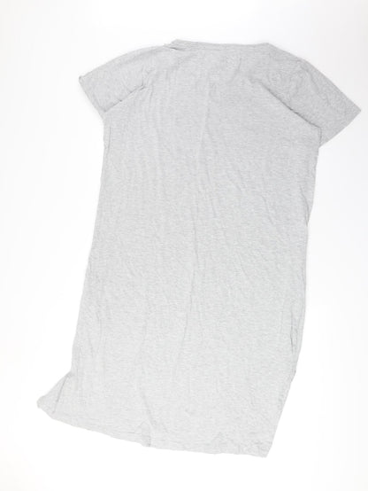 Evans Womens Grey Solid Cotton Top Nightshirt Size 14 - Slogan