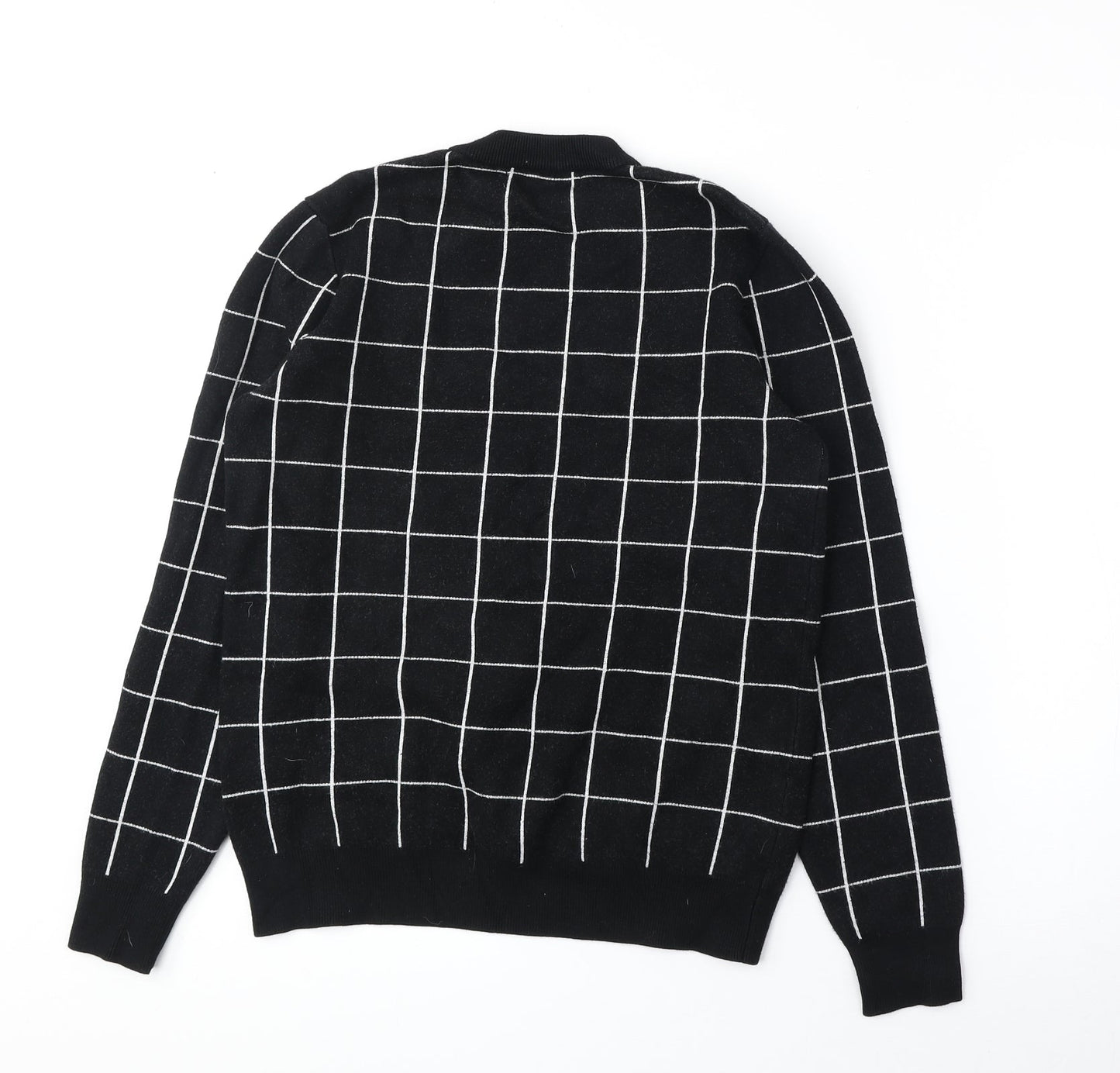 Primark Womens Black Round Neck Check Viscose Pullover Jumper Size XS