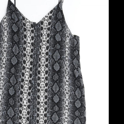 H&M Womens Grey Geometric Polyester Tank Dress Size 8 V-Neck Pullover