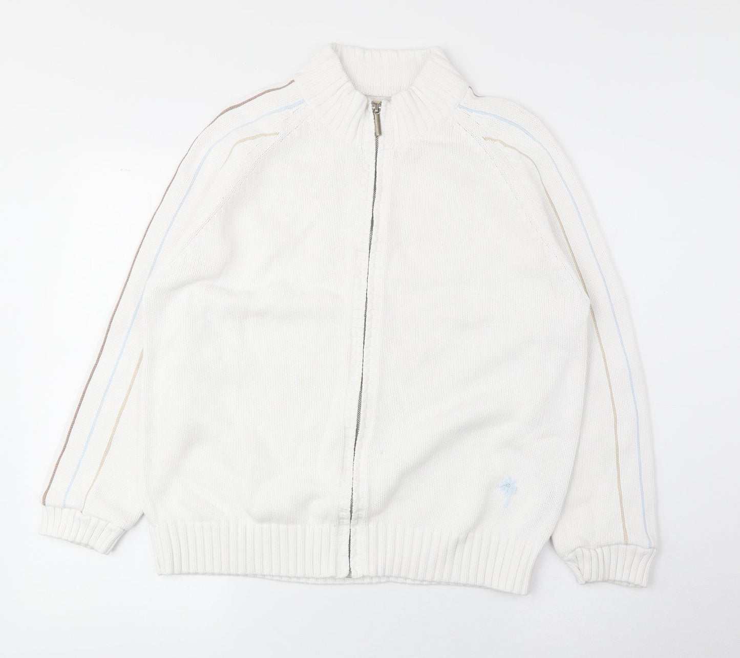 Alice Callini Womens White High Neck Acrylic Full Zip Jumper Size 16