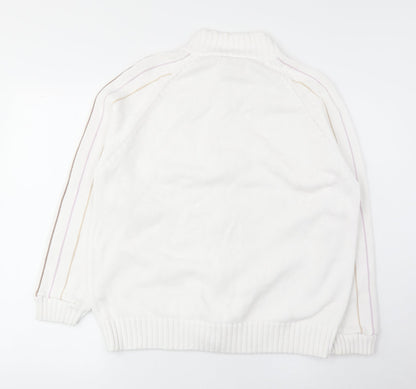 Alice Callini Womens White High Neck Acrylic Full Zip Jumper Size 16