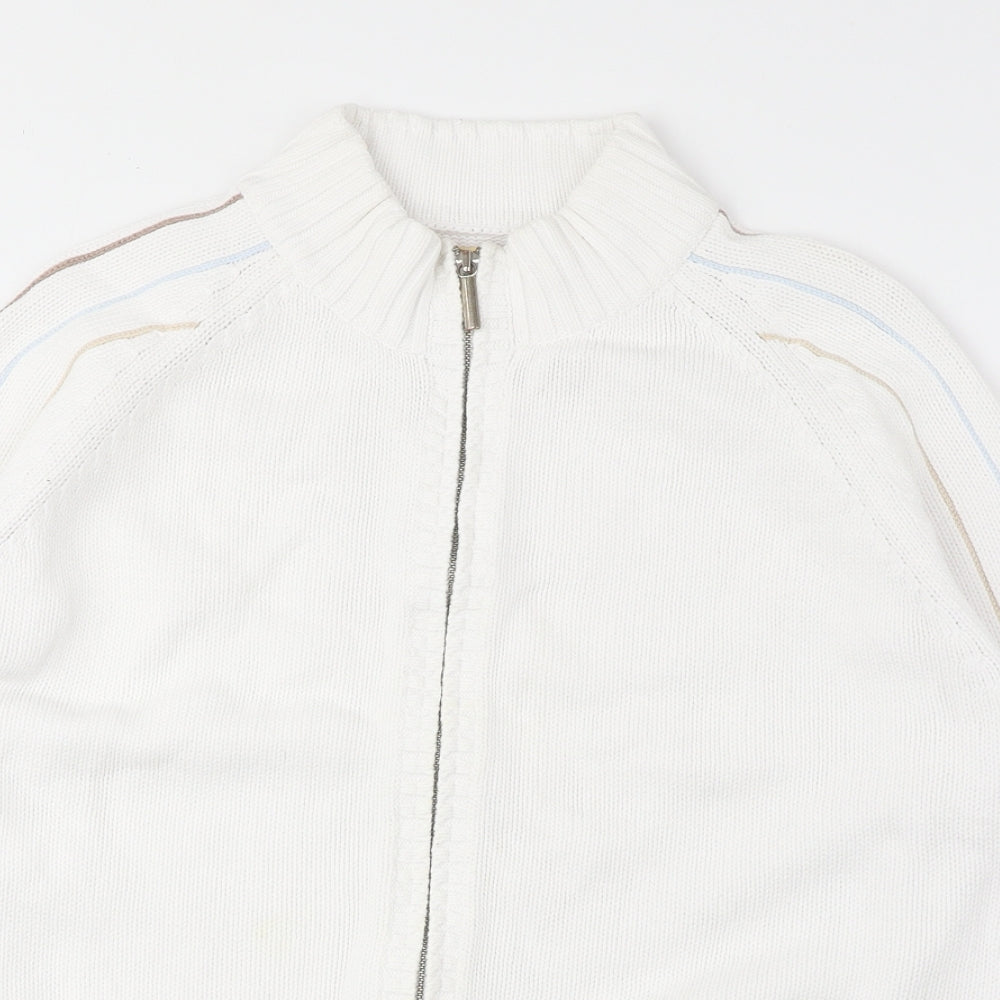 Alice Callini Womens White High Neck Acrylic Full Zip Jumper Size 16