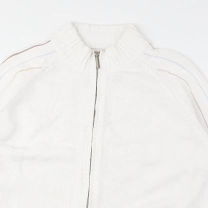 Alice Callini Womens White High Neck Acrylic Full Zip Jumper Size 16