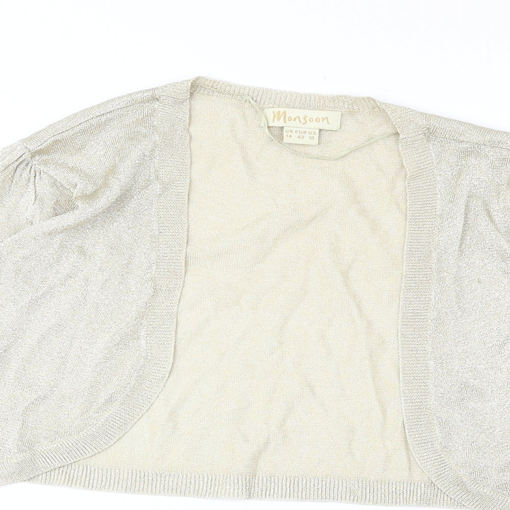 Womens UK Size 14 Monsoon Gold Cardigan Jumper