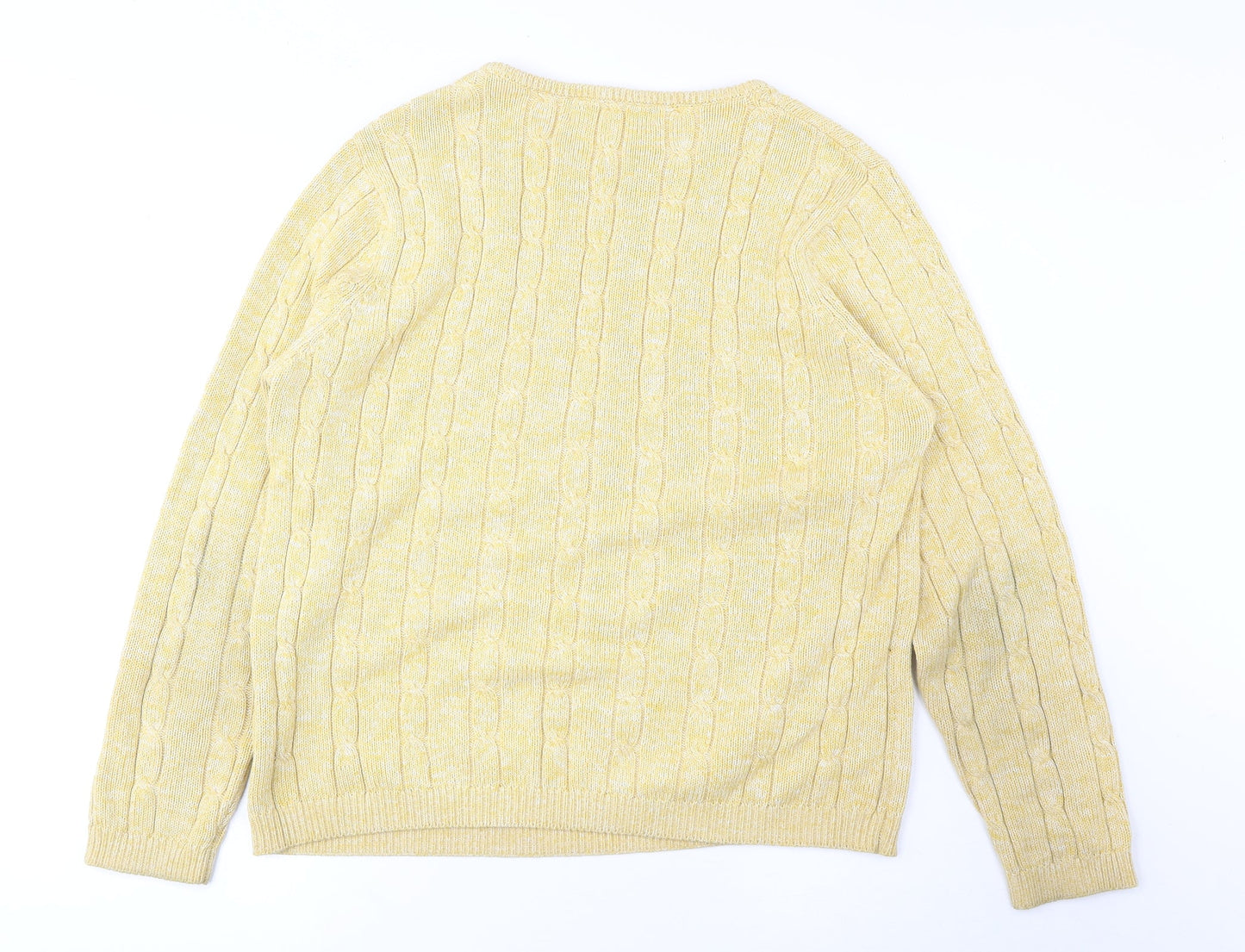 Amy Moore Womens Yellow Round Neck Cotton Pullover Jumper Size 14