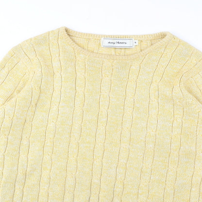 Amy Moore Womens Yellow Round Neck Cotton Pullover Jumper Size 14