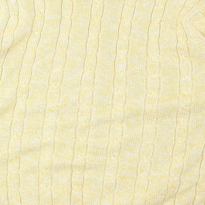 Amy Moore Womens Yellow Round Neck Cotton Pullover Jumper Size 14