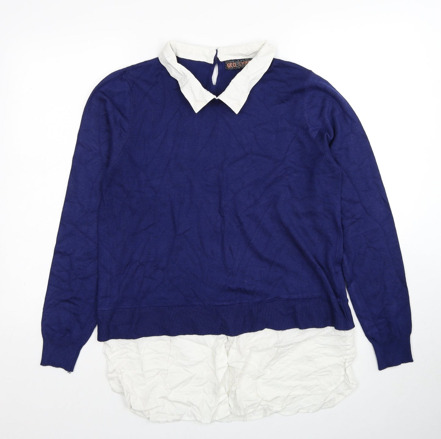 Womens UK Size L QED London Blue Pullover Jumper