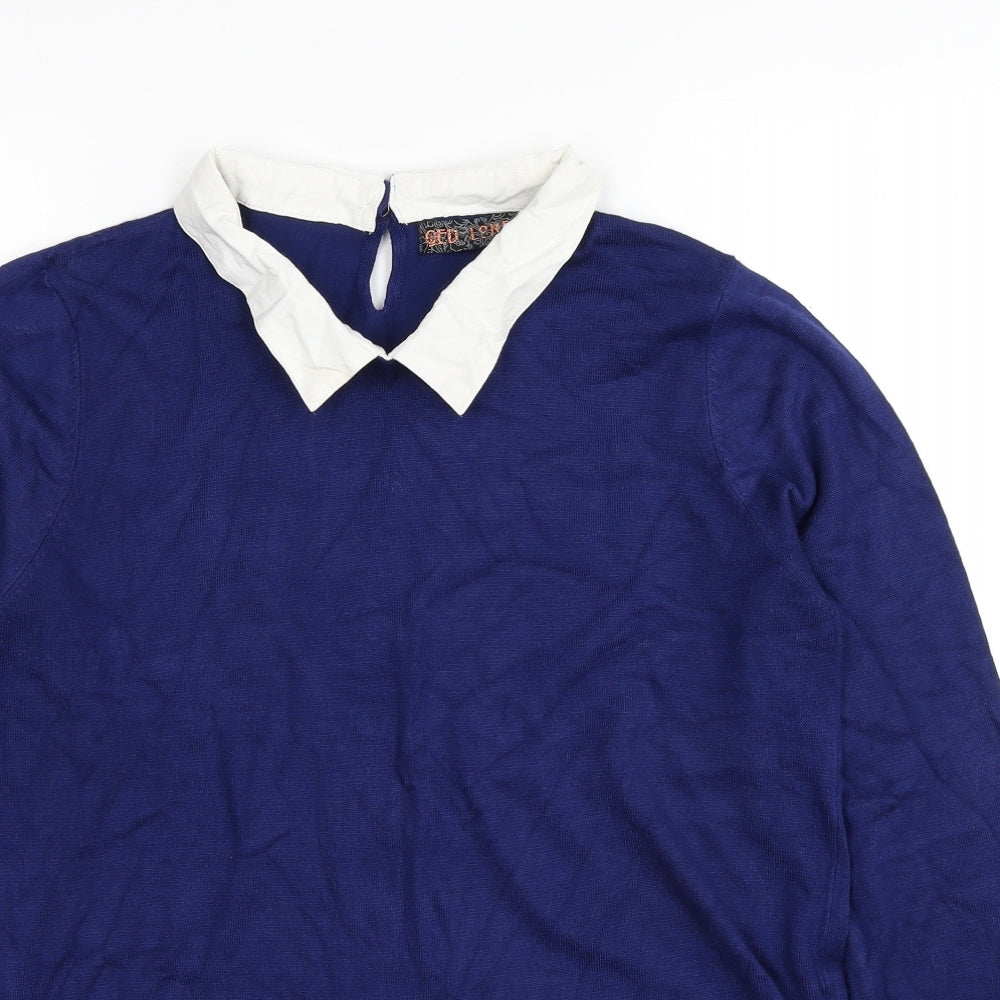 Womens UK Size L QED London Blue Pullover Jumper