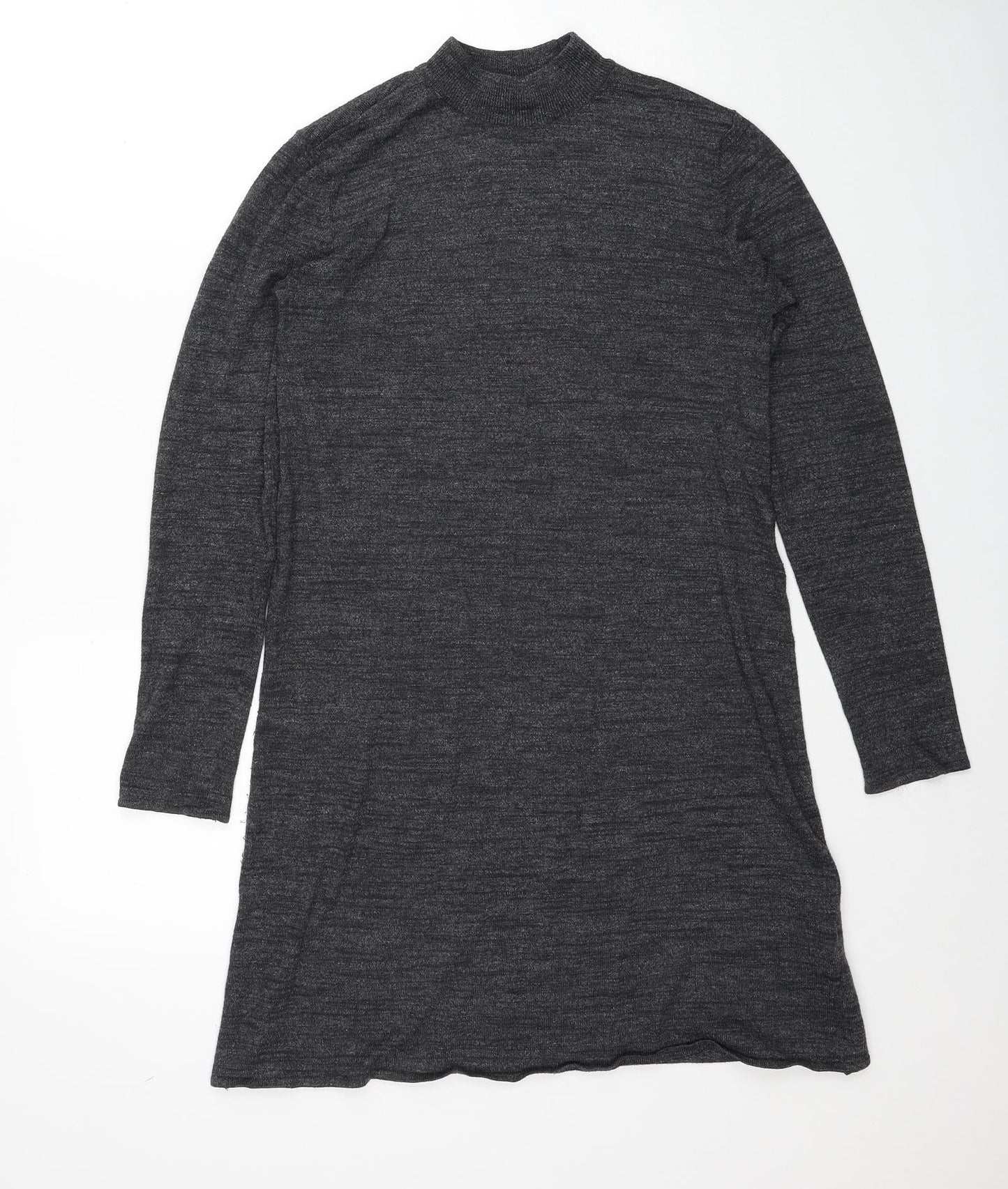 H&M Womens Grey Polyester Jumper Dress Size XS Mock Neck Pullover