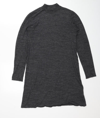 H&M Womens Grey Polyester Jumper Dress Size XS Mock Neck Pullover
