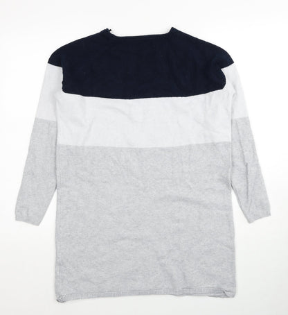 Only Womens Grey Round Neck Viscose Pullover Jumper Size M - Colourblock