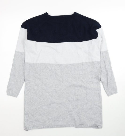 Only Womens Grey Round Neck Viscose Pullover Jumper Size M - Colourblock