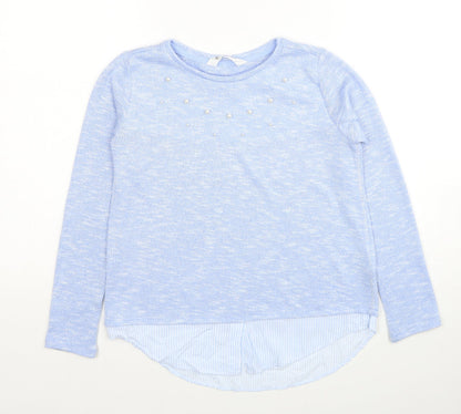 H&M Girls Blue Round Neck Viscose Pullover Jumper Size 11-12 Years Pullover