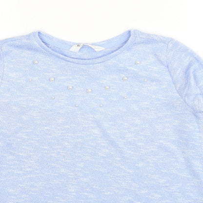 H&M Girls Blue Round Neck Viscose Pullover Jumper Size 11-12 Years Pullover