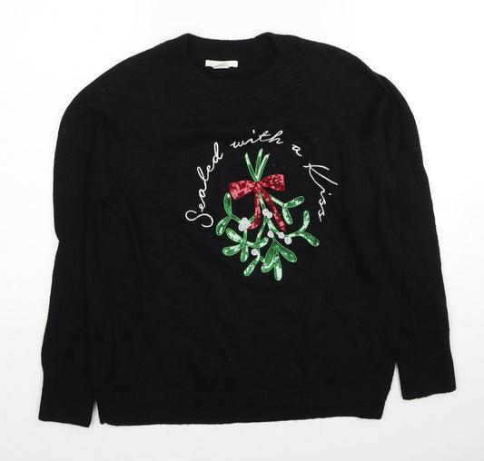 Womens UK Size XS H&M Black Pullover Jumper