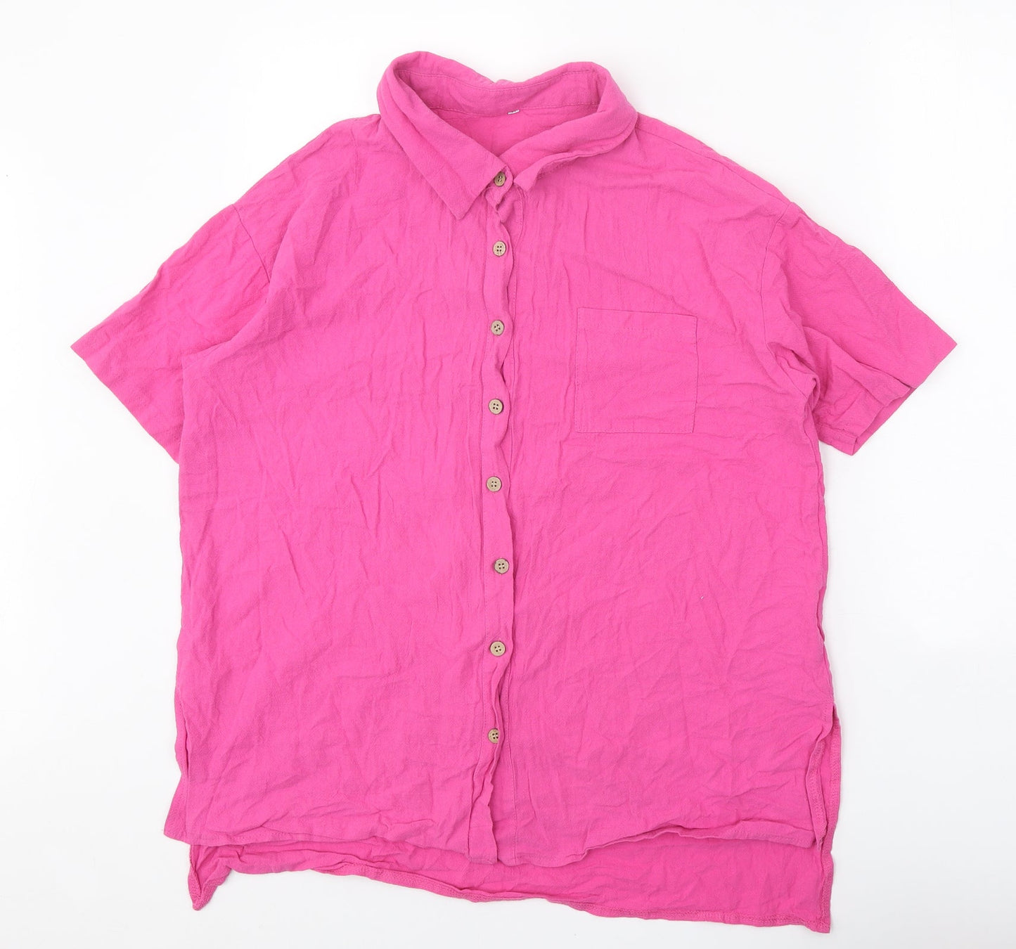 Womens UK Size XL Preworn Pink Basic Button-Up