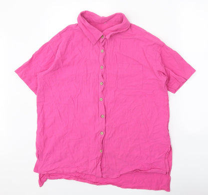 Womens UK Size XL Preworn Pink Basic Button-Up