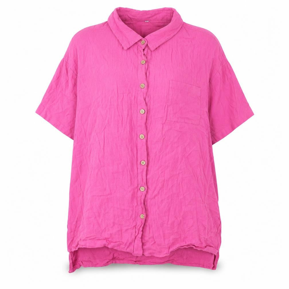 Womens UK Size XL Preworn Pink Basic Button-Up