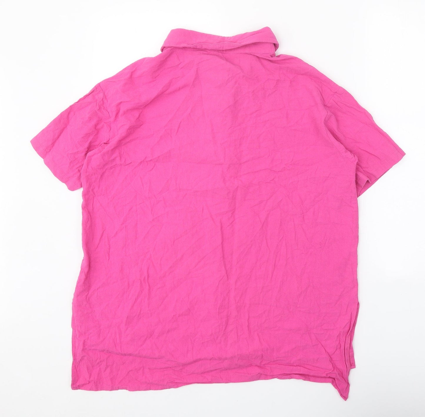 Womens UK Size XL Preworn Pink Basic Button-Up