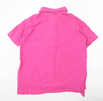 Womens UK Size XL Preworn Pink Basic Button-Up