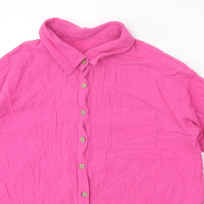 Womens UK Size XL Preworn Pink Basic Button-Up