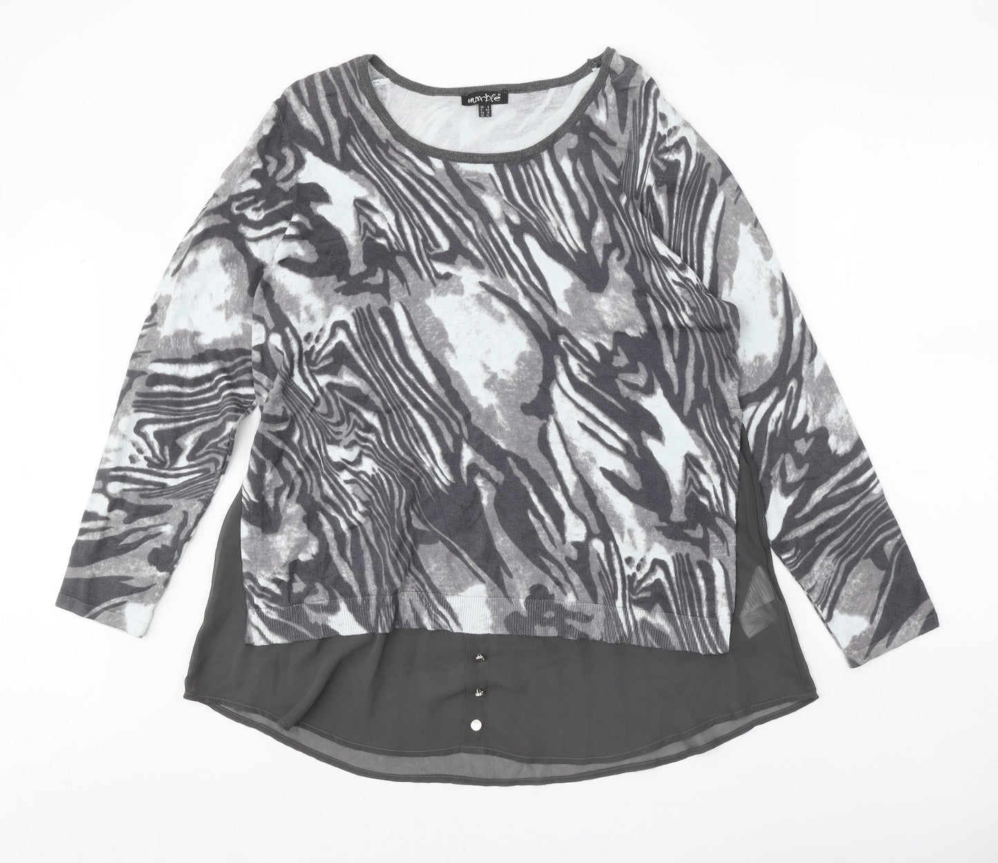 Womens UK Size 14 Marble Grey Pullover Jumper
