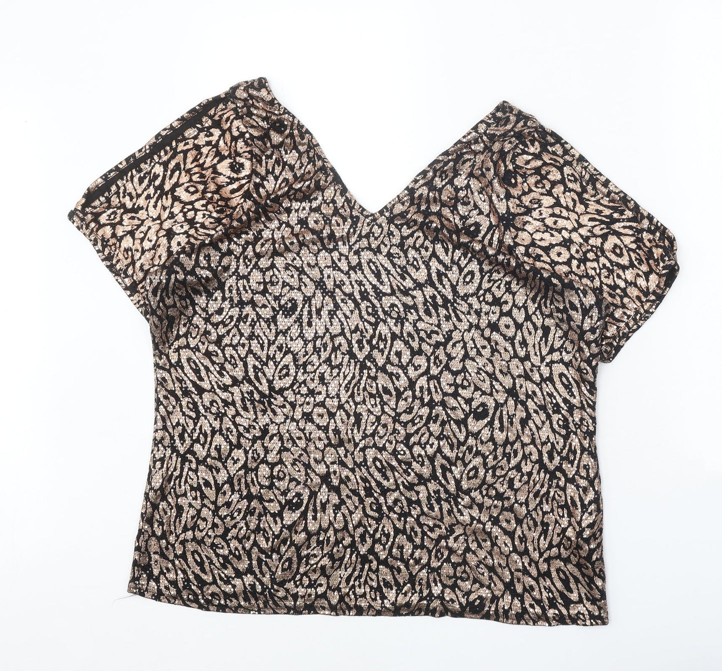 Womens UK Size 18 Papaya Black Basic Blouse