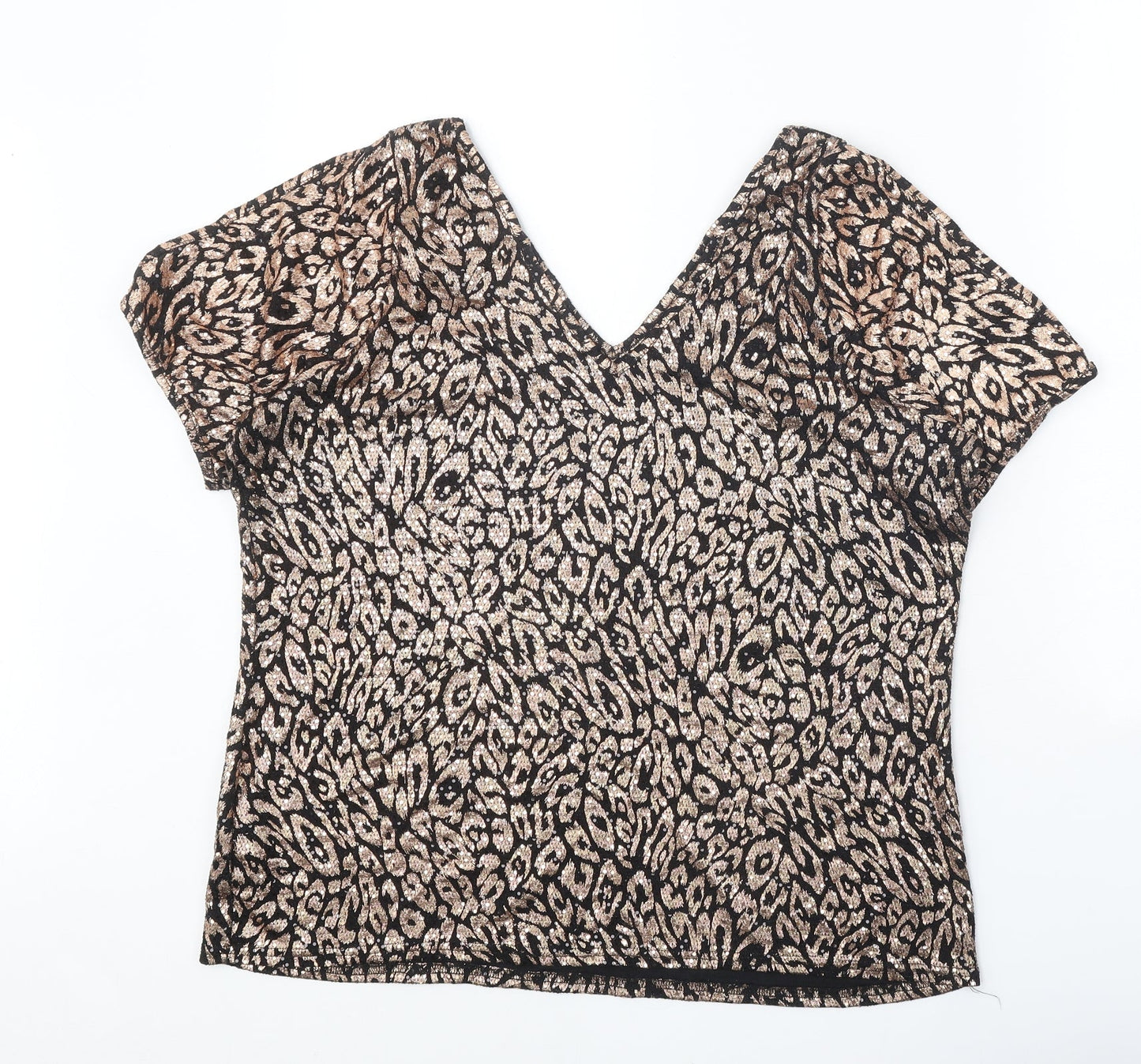 Womens UK Size 18 Papaya Black Basic Blouse