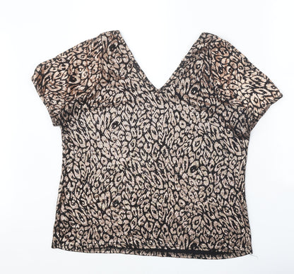 Womens UK Size 18 Papaya Black Basic Blouse