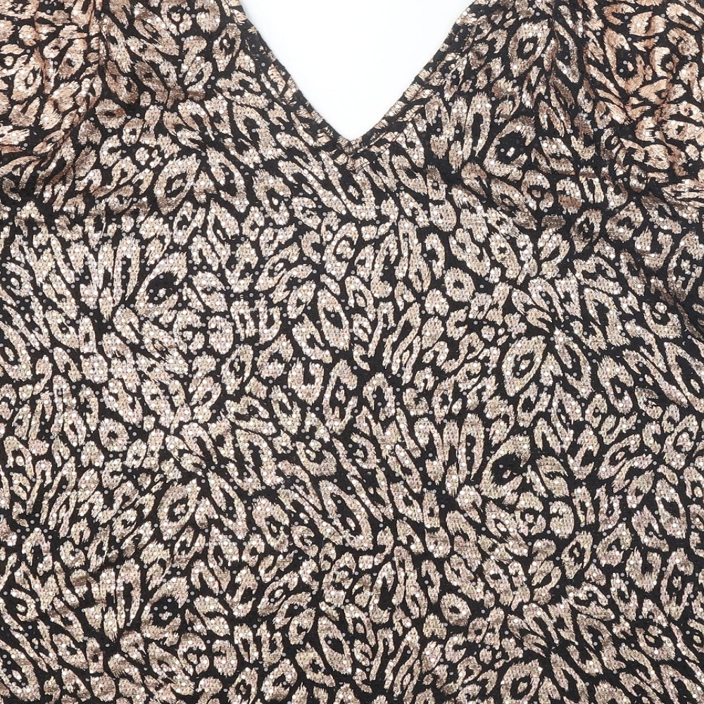 Womens UK Size 18 Papaya Black Basic Blouse