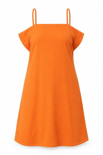 Boohoo Womens Orange Polyester Tank Dress Size 8 Square Neck Tie