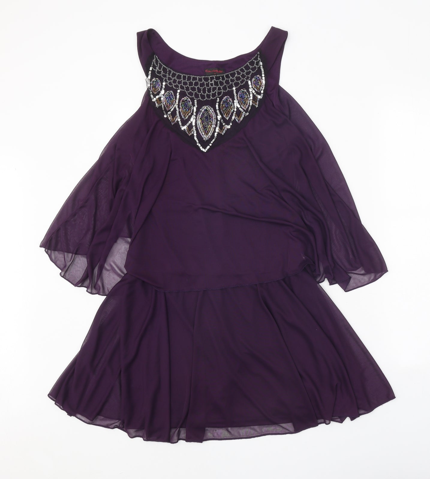 Miss Selfridge Womens Purple Geometric Polyester Trapeze & Swing Size 10 Round Neck Pullover