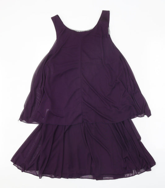 Miss Selfridge Womens Purple Geometric Polyester Trapeze & Swing Size 10 Round Neck Pullover