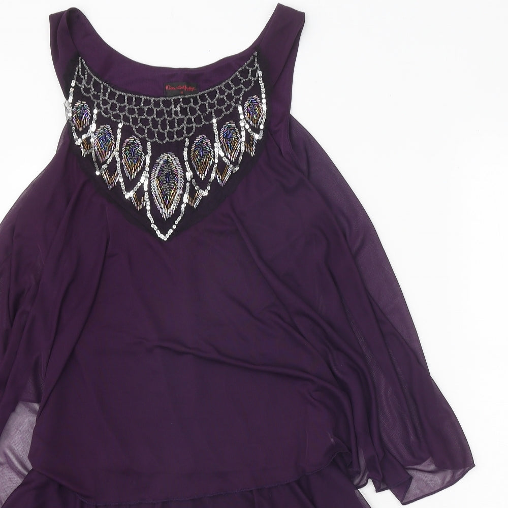 Miss Selfridge Womens Purple Geometric Polyester Trapeze & Swing Size 10 Round Neck Pullover