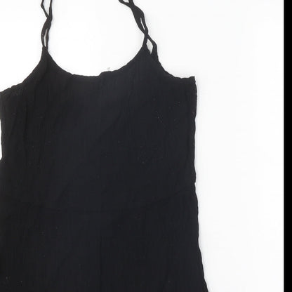 Divided Womens Black Viscose Tank Dress Size 14 Round Neck Pullover