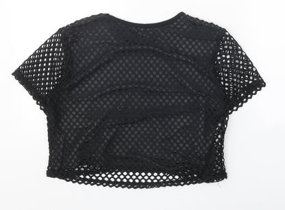 Boohoo Womens Black Polyester Basic Blouse Size 12 Round Neck