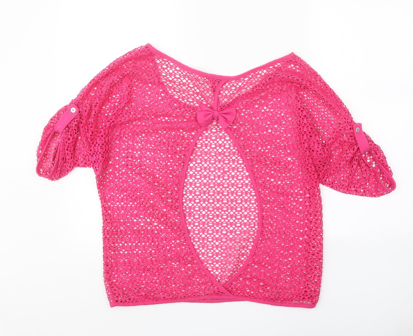 FangQing Womens Pink Polyester Basic Blouse Size L Scoop Neck