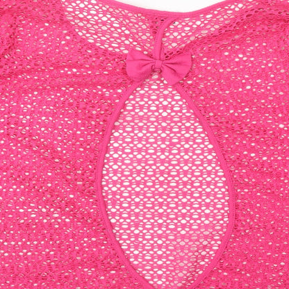 FangQing Womens Pink Polyester Basic Blouse Size L Scoop Neck