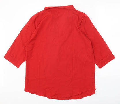 Womens UK Size XL Preworn Red Basic Blouse
