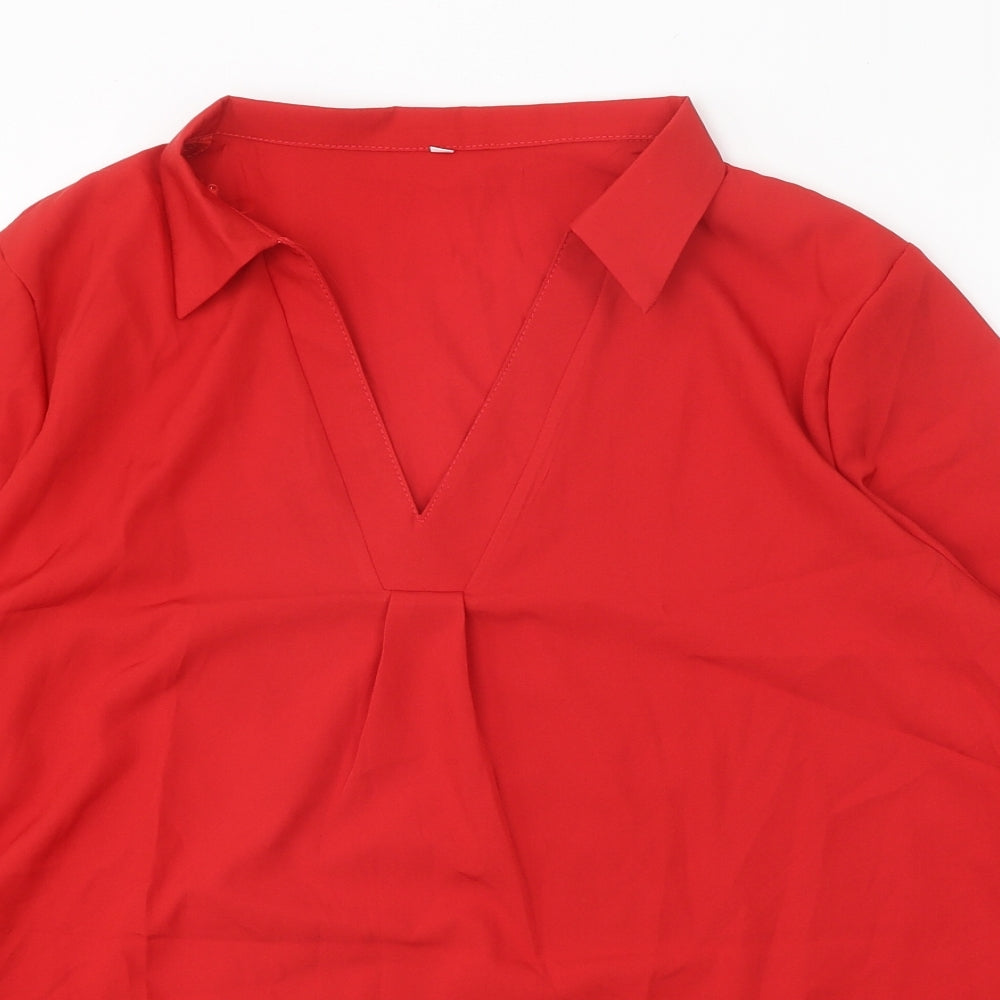 Womens UK Size XL Preworn Red Basic Blouse