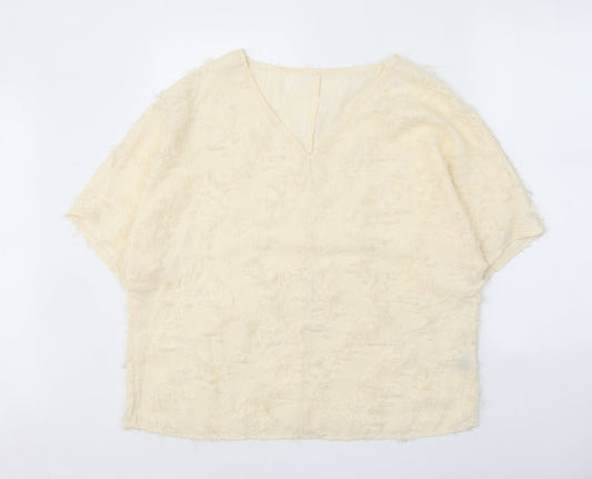 SheIn Womens White Polyester Basic Blouse Size XL V-Neck