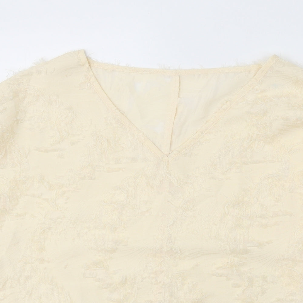 SheIn Womens White Polyester Basic Blouse Size XL V-Neck