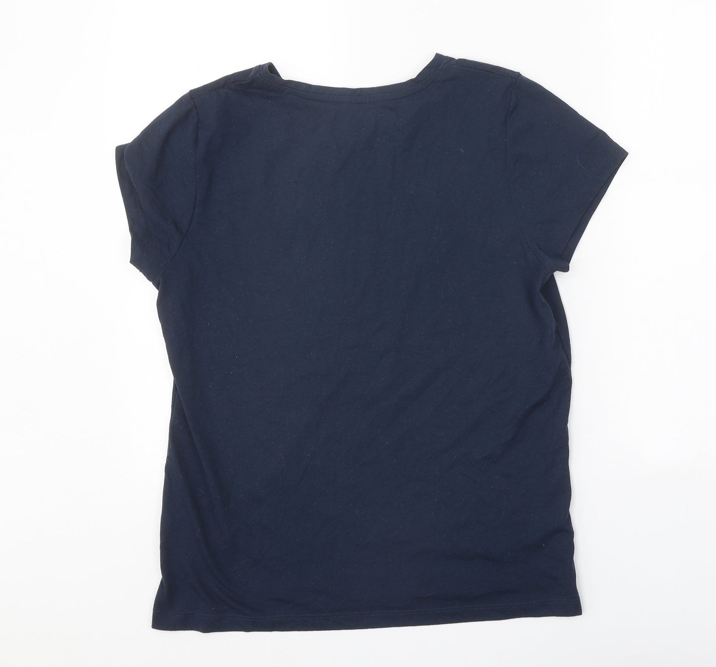 Avenue Womens Blue Polyester Basic T-Shirt Size M Round Neck - All I want for Xmas...