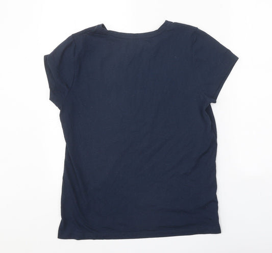 Avenue Womens Blue Polyester Basic T-Shirt Size M Round Neck - All I want for Xmas...