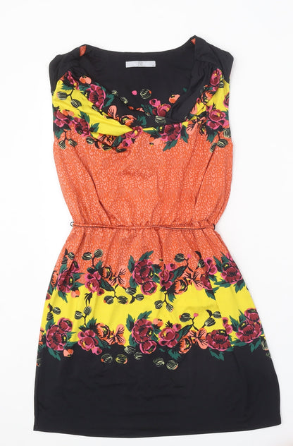 TU Womens Orange Geometric Polyester A-Line Size 10 Round Neck Tie