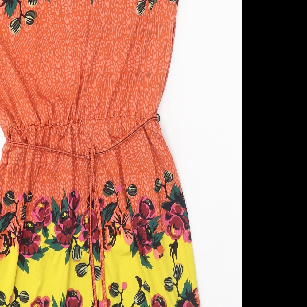 TU Womens Orange Geometric Polyester A-Line Size 10 Round Neck Tie