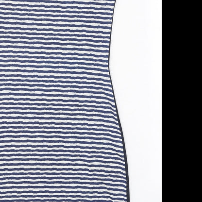 Preworn Womens Blue Striped Polyester A-Line One Size Round Neck Pullover