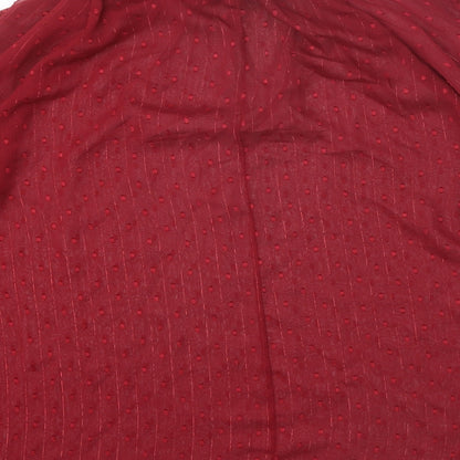 Boohoo Womens Red Polyester Basic Blouse Size 8 Round Neck